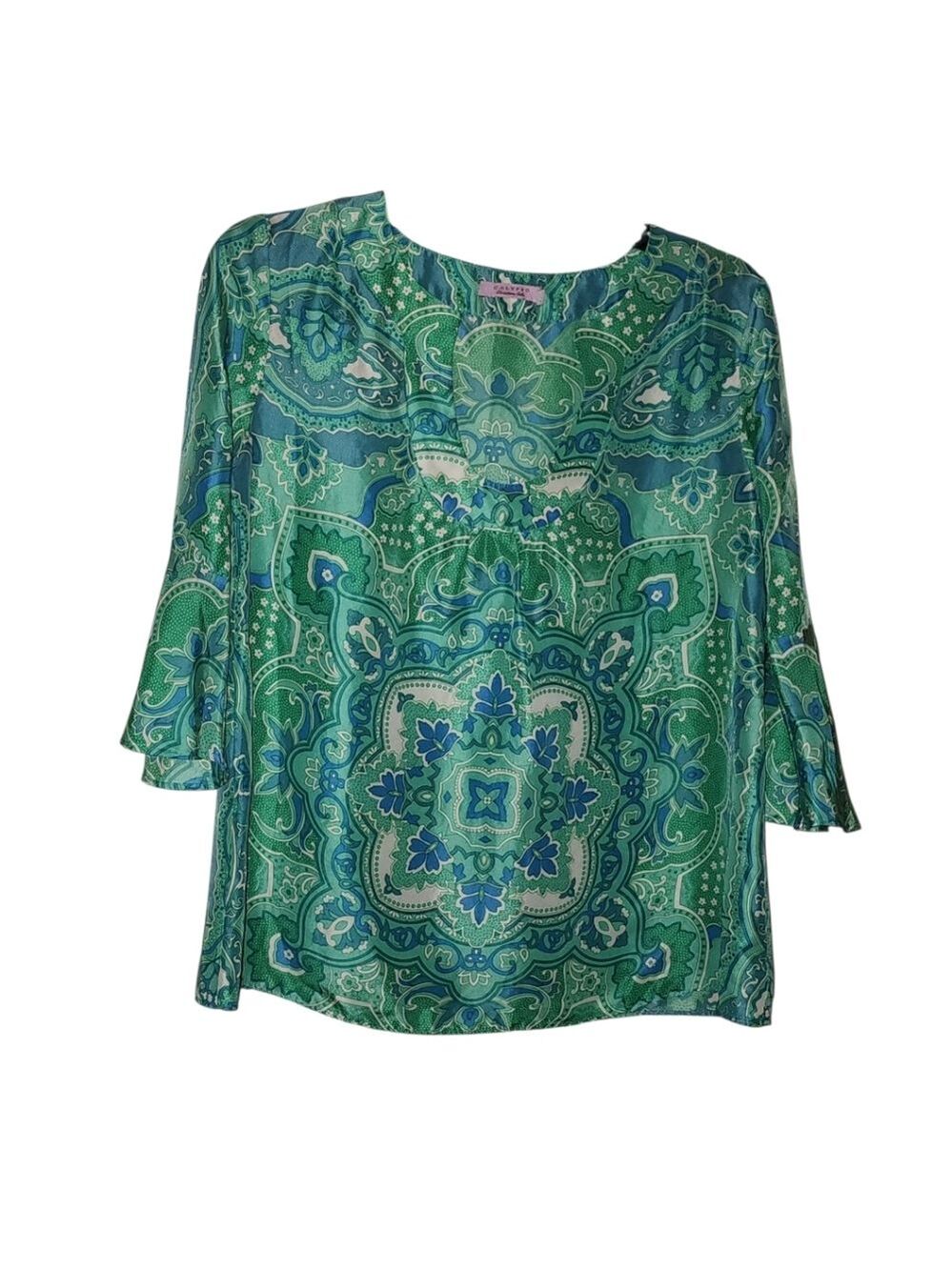 Calypso Christiane Celle 3/4 Sleeve Blouse Size XS